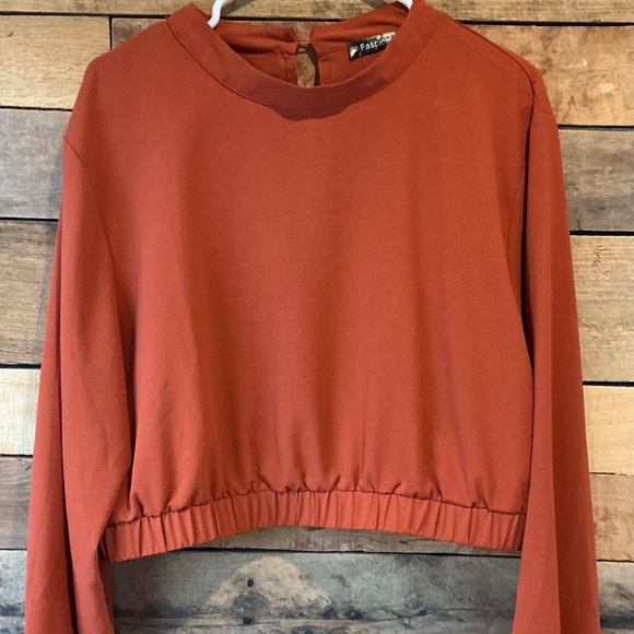 Fashion Tops - Fashion Women XXL Cropped Top Flared Sleeves Keyhole Neck Peasant Boho Fall